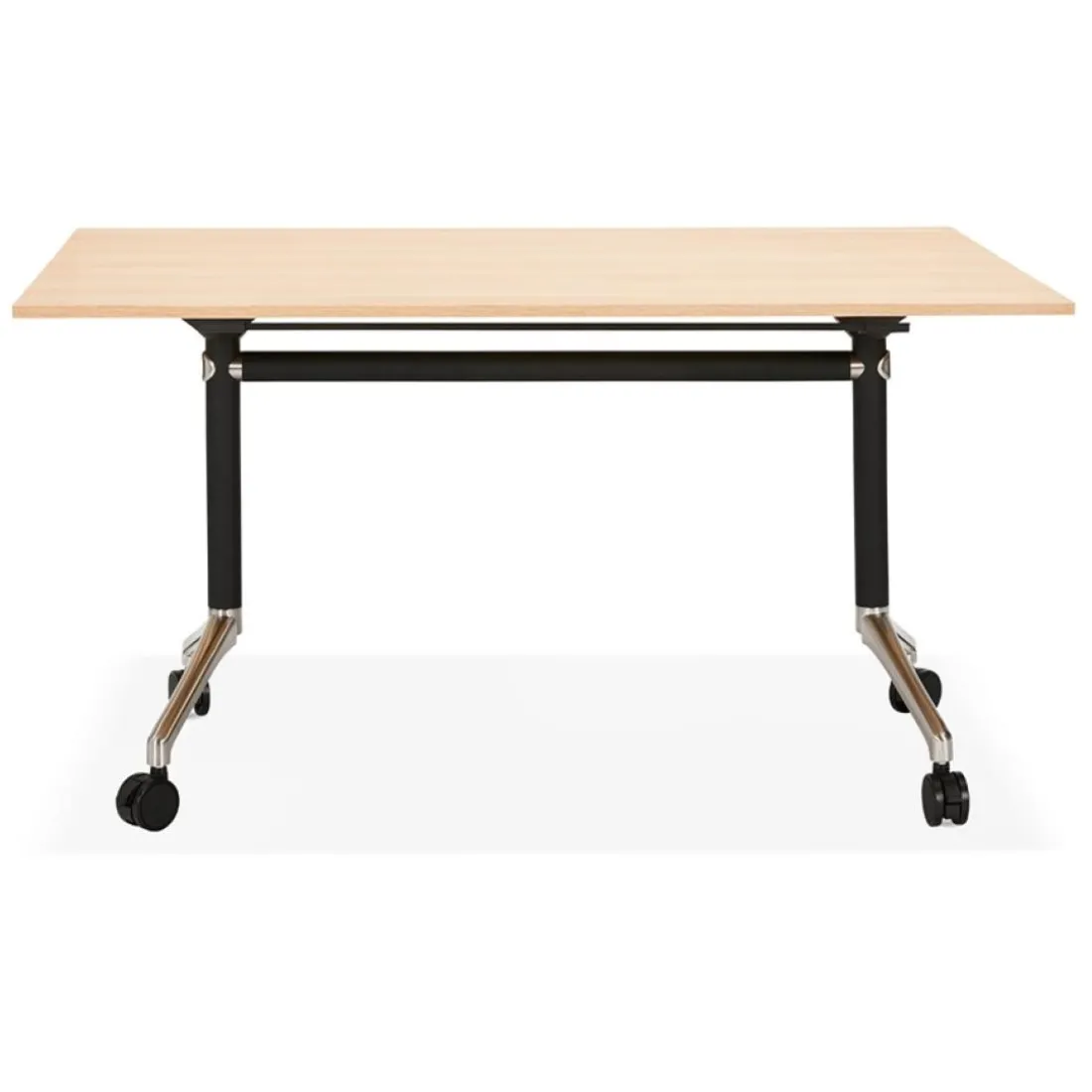 Bureau pliable 'FLEXO' sur roulettes en bois finition naturelle