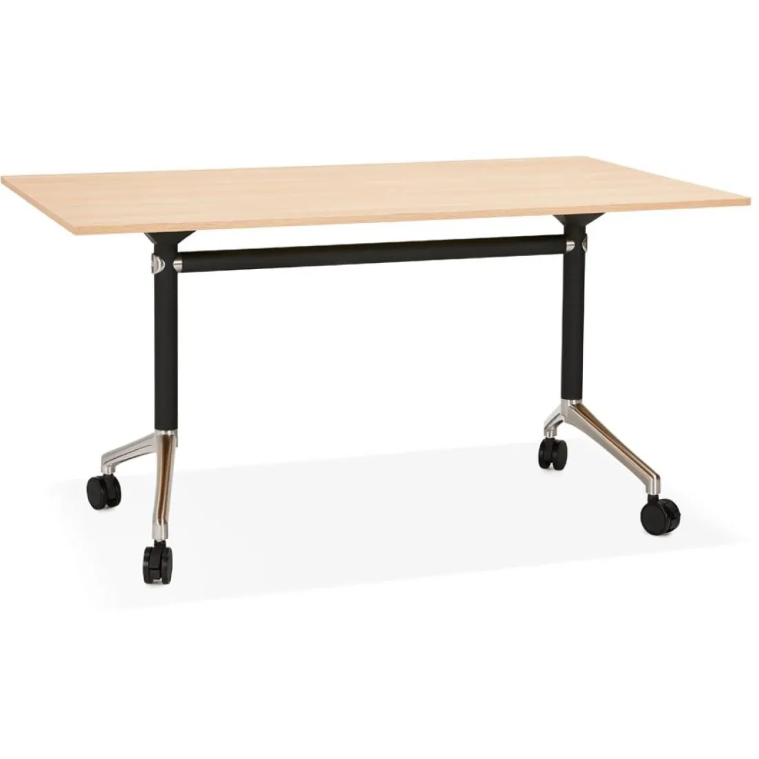 Bureau pliable 'FLEXO' sur roulettes en bois finition naturelle
