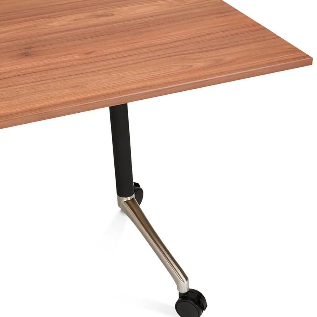 Bureau pliable 'FLEXO' sur roulettes en bois finition Noyer