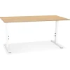 Bureau réglable en hauteur 'OSMOSE' en bois finition naturelle et métal blanc