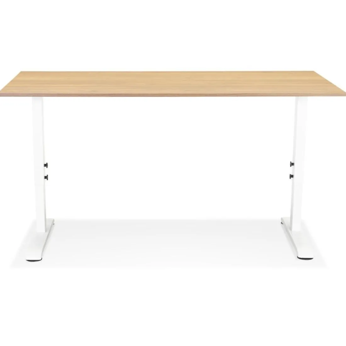 Bureau réglable en hauteur 'OSMOSE' en bois finition naturelle et métal blanc