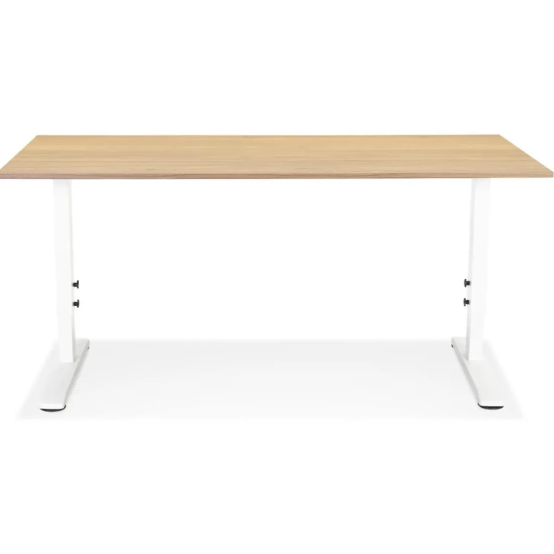 Bureau réglable en hauteur 'OSMOSE' en bois finition naturelle et métal blanc