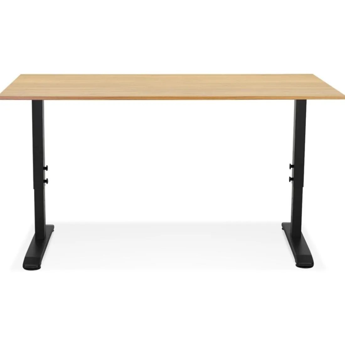 Bureau réglable en hauteur 'OSMOSE' en bois finition naturelle et métal noir