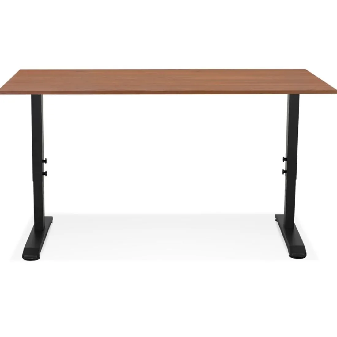 Bureau réglable en hauteur 'OSMOSE' en bois Noyer et métal noir