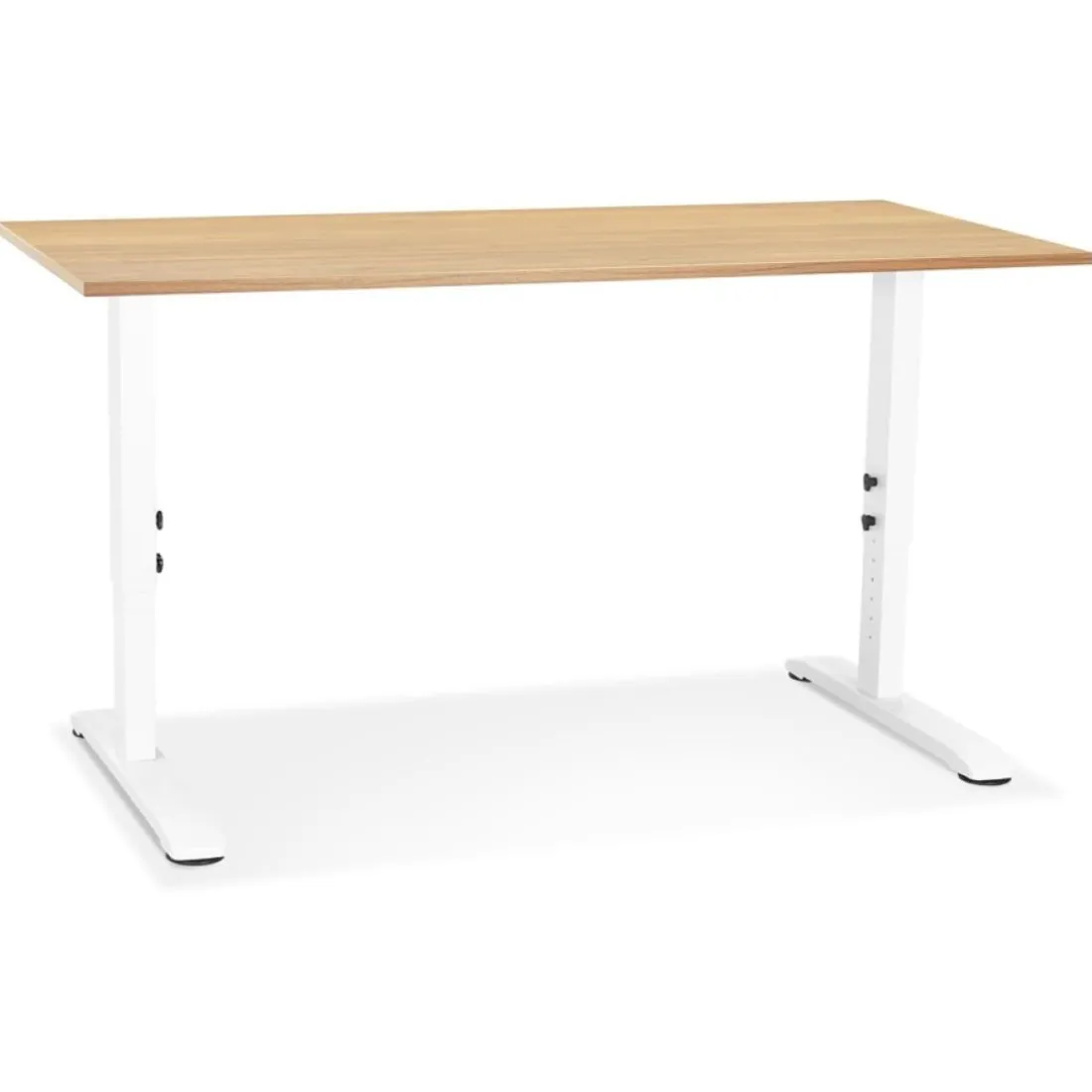 Bureau réglable en hauteur 'OSMOSE' en bois finition naturelle et métal blanc