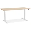 Bureau réglable en hauteur électrique 'TRONIK' blanc avec plateau en bois finition naturelle