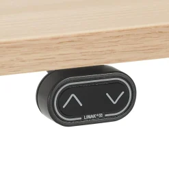 Bureau réglable en hauteur électrique 'TRONIK' blanc avec plateau en bois finition naturelle