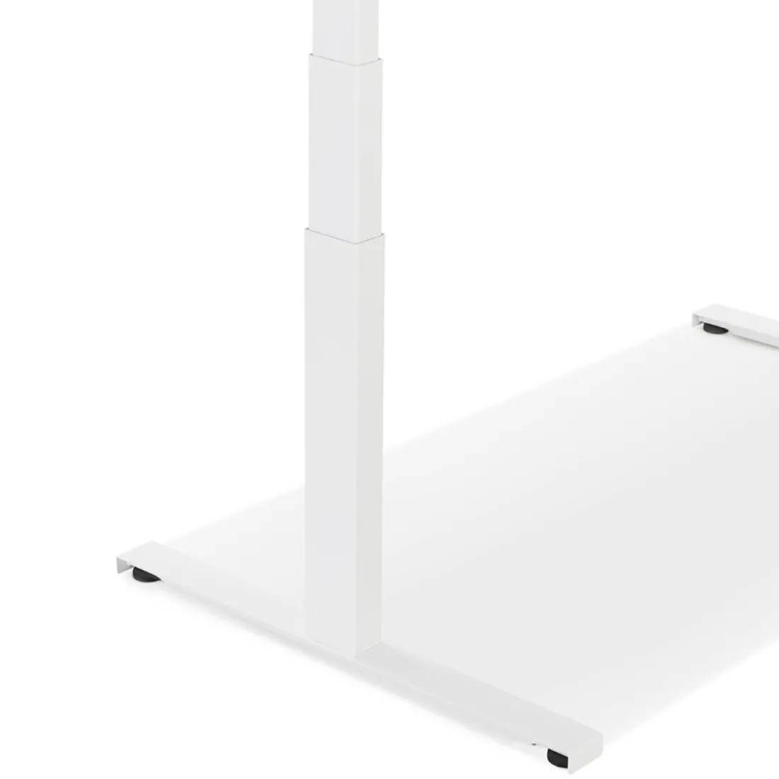 Bureau réglable en hauteur électrique 'TRONIK' blanc avec plateau en bois finition naturelle