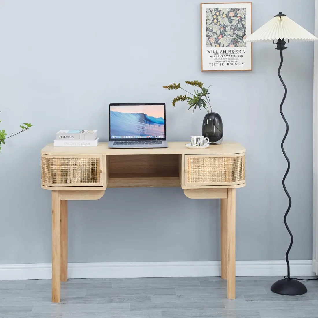 Bureau TOYAMA design épuré et sa structure en bois 2 portes coulissantes
