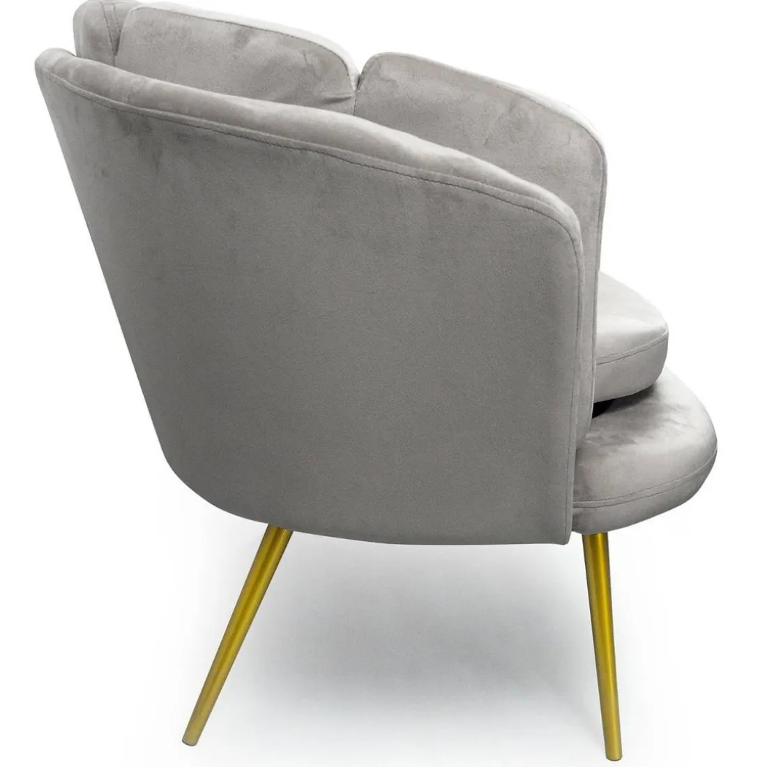 Canapé 3 places arrondi Brenda Velours Argent pieds Or