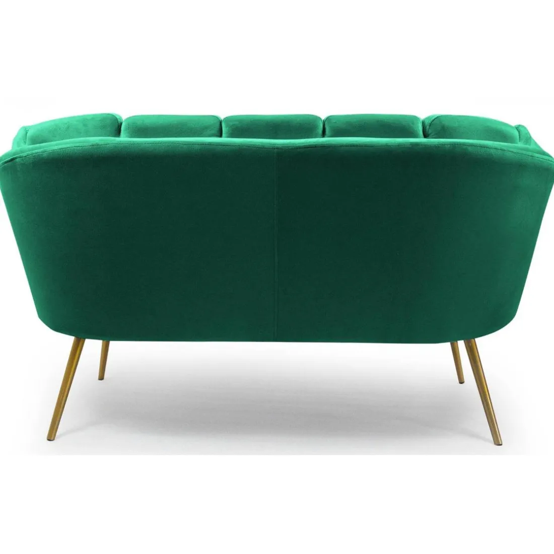 Canapé 2 places arrondi Brenda Velours Vert pieds Or