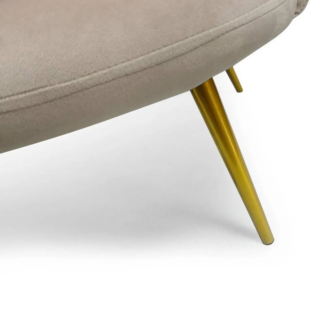 Canapé 2 places arrondi Brenda Velours Taupe pieds Or