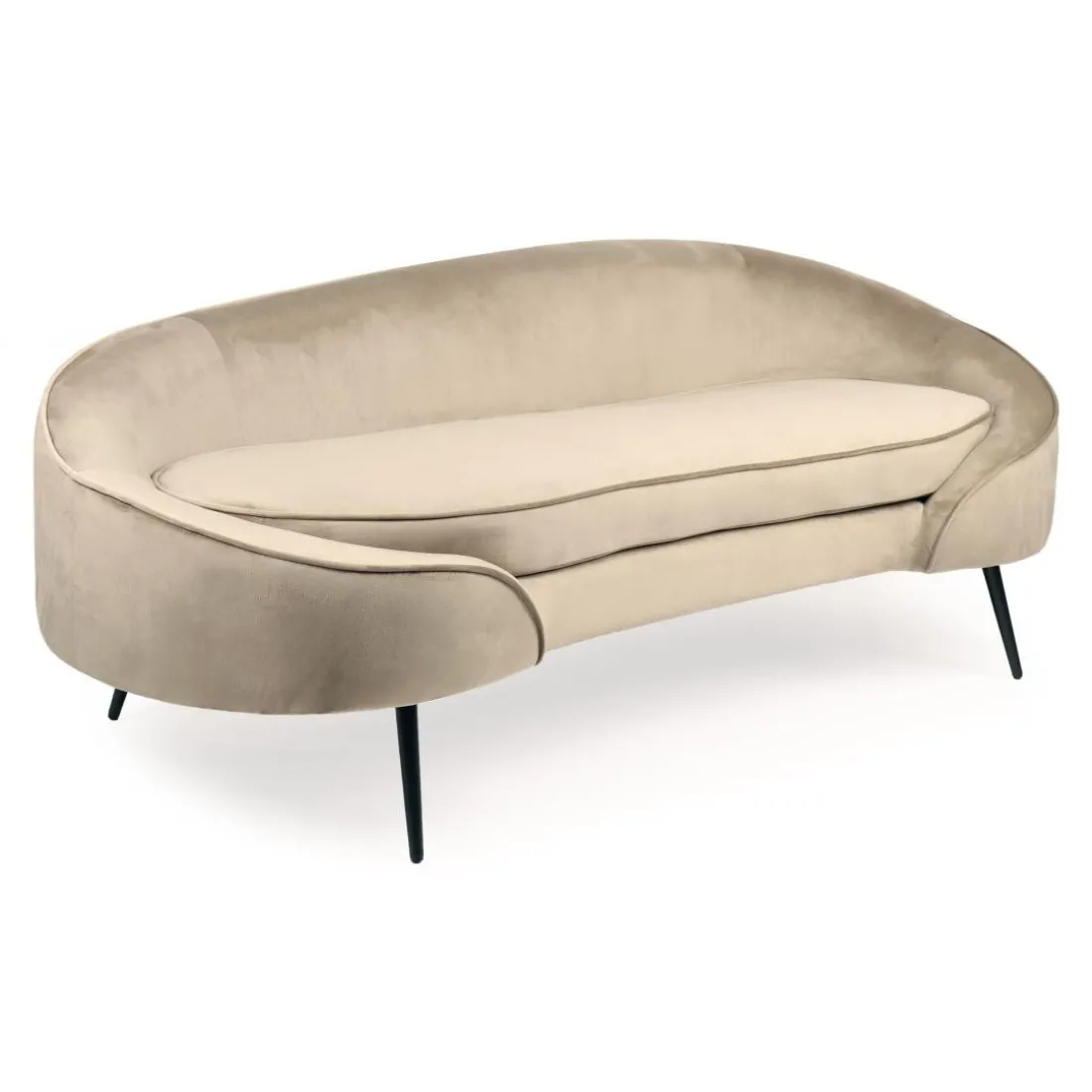 Canapé 3 places asymétrique Brendan Velours Taupe