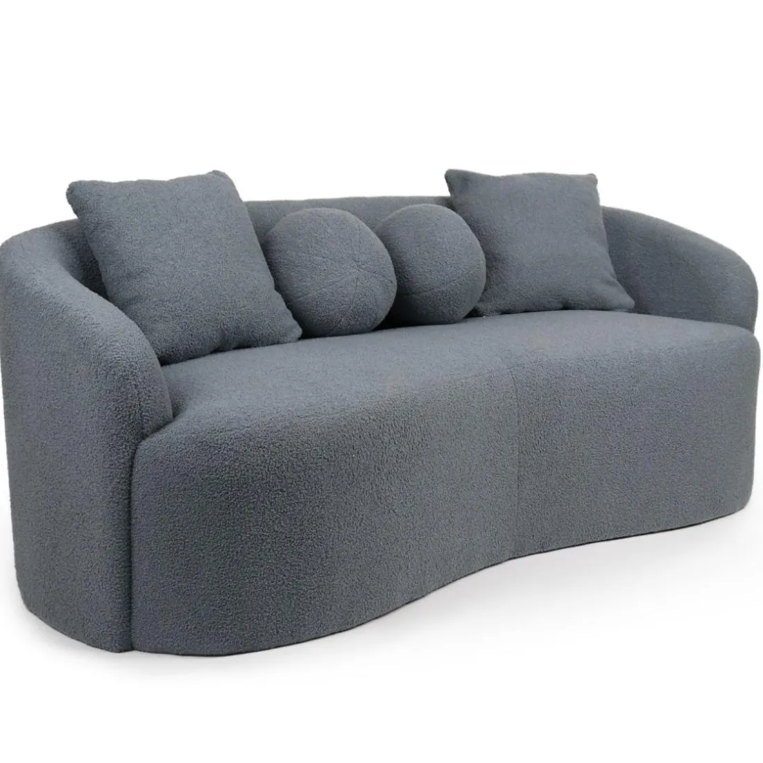 Canapé 3 places au design élégant et incurvé Alex Tissu bouclette Gris