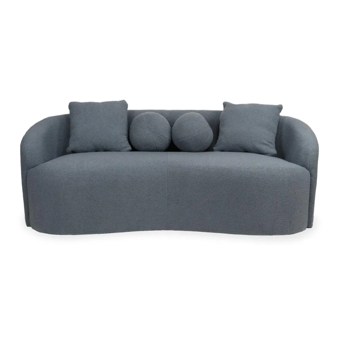 Canapé 3 places au design élégant et incurvé Alex Tissu bouclette Gris