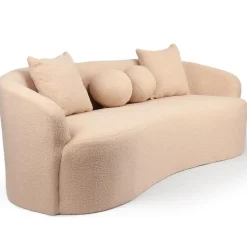 Canapé 4 places au design élégant et incurvé Alex XL Tissu bouclette Beige