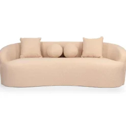 Canapé 4 places au design élégant et incurvé Alex XL Tissu bouclette Beige