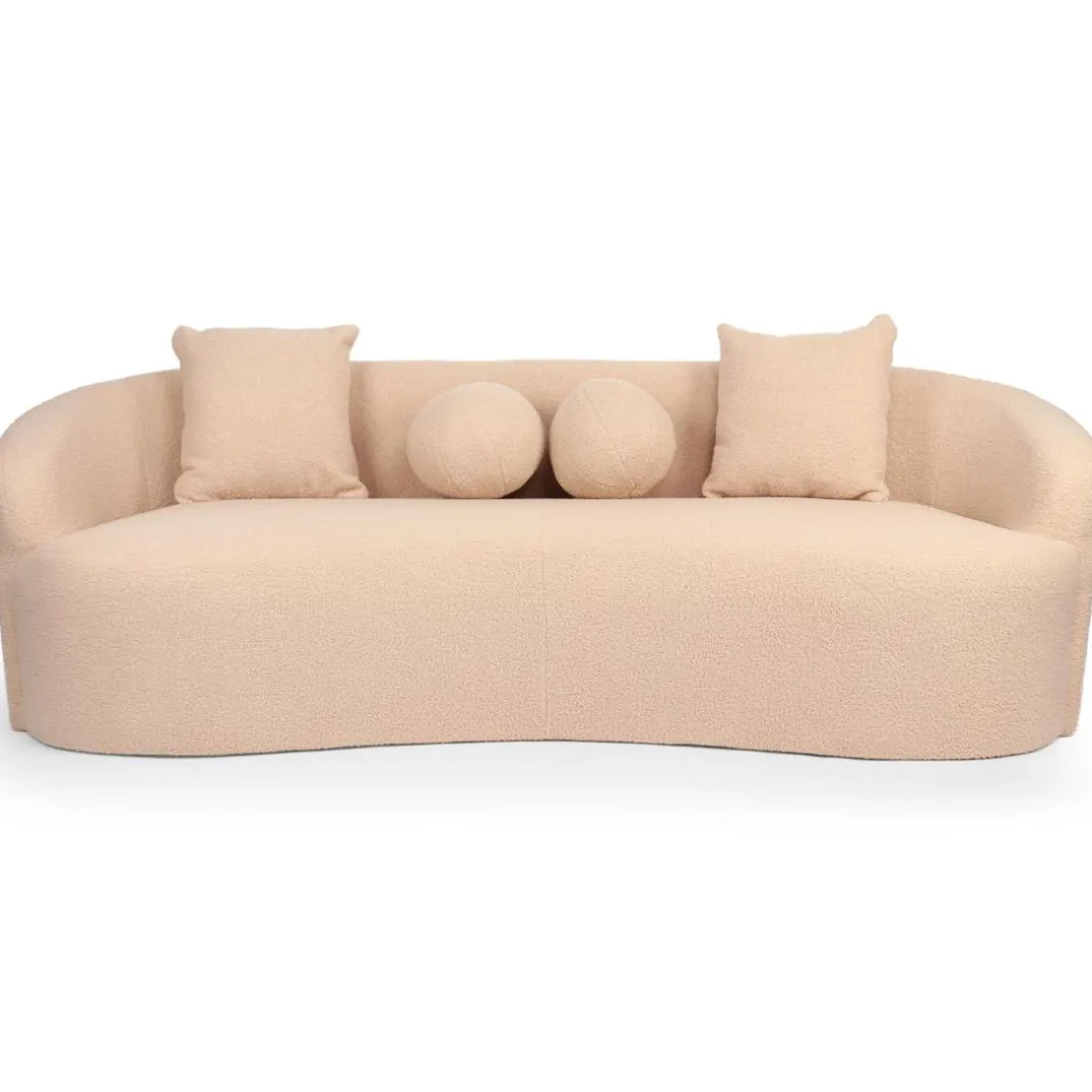 Canapé 4 places au design élégant et incurvé Alex XL Tissu bouclette Beige