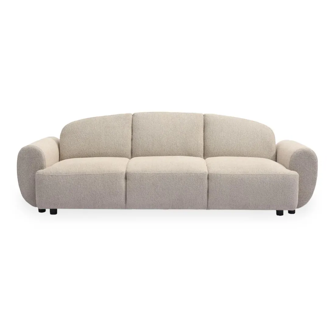 Canapé 3 places convertible dossier et accoudoirs arrondis Oliver Tissu texturé Beige
