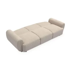 Canapé 3 places convertible dossier et accoudoirs arrondis Oliver Tissu texturé Beige