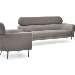 Canapé 3 places moderne avec haut dossier Damigal Tissu doux Gris taupe