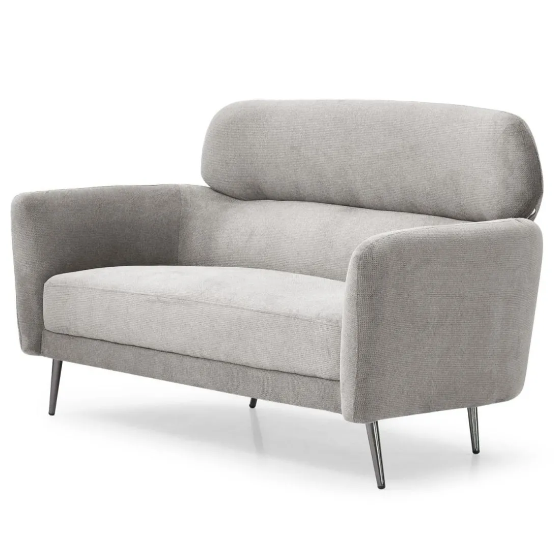 Canapé 2 places moderne avec haut dossier Damigal Tissu doux Gris