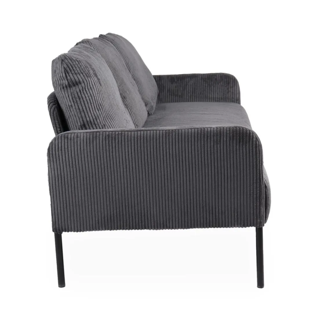 Canapé 3 places moderne et élégant Manuelo Velours côtelé Gris foncé