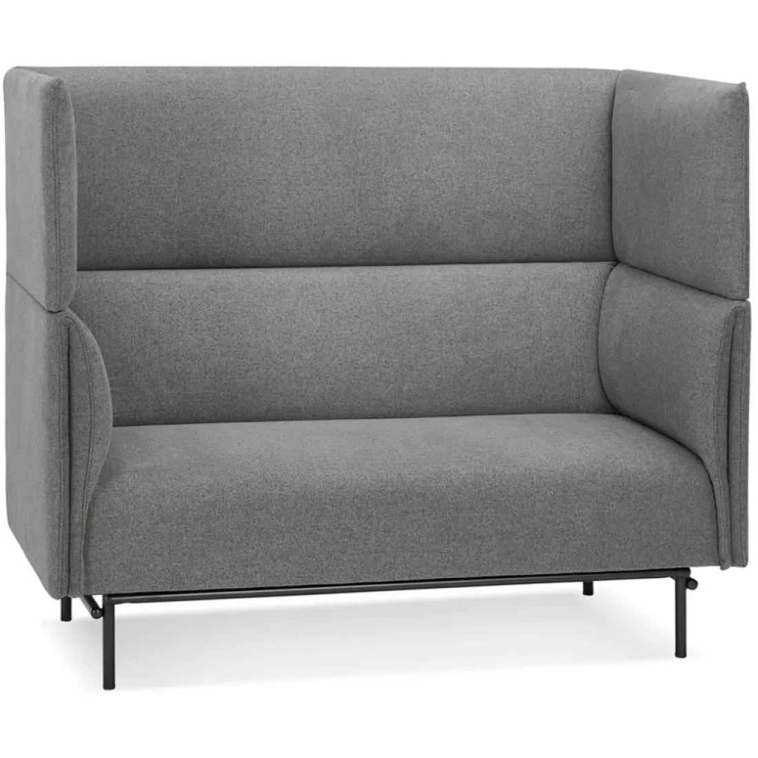 Canapé acoustique 2 places 'VISAVI' avec haut dossier en tissu gris foncé