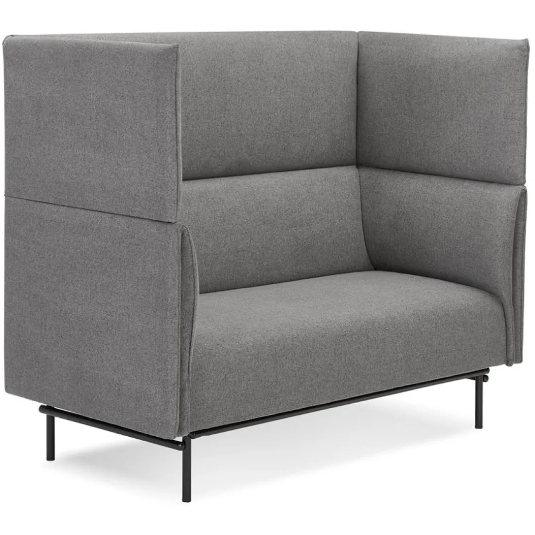 Canapé acoustique 2 places 'VISAVI' avec haut dossier en tissu gris foncé