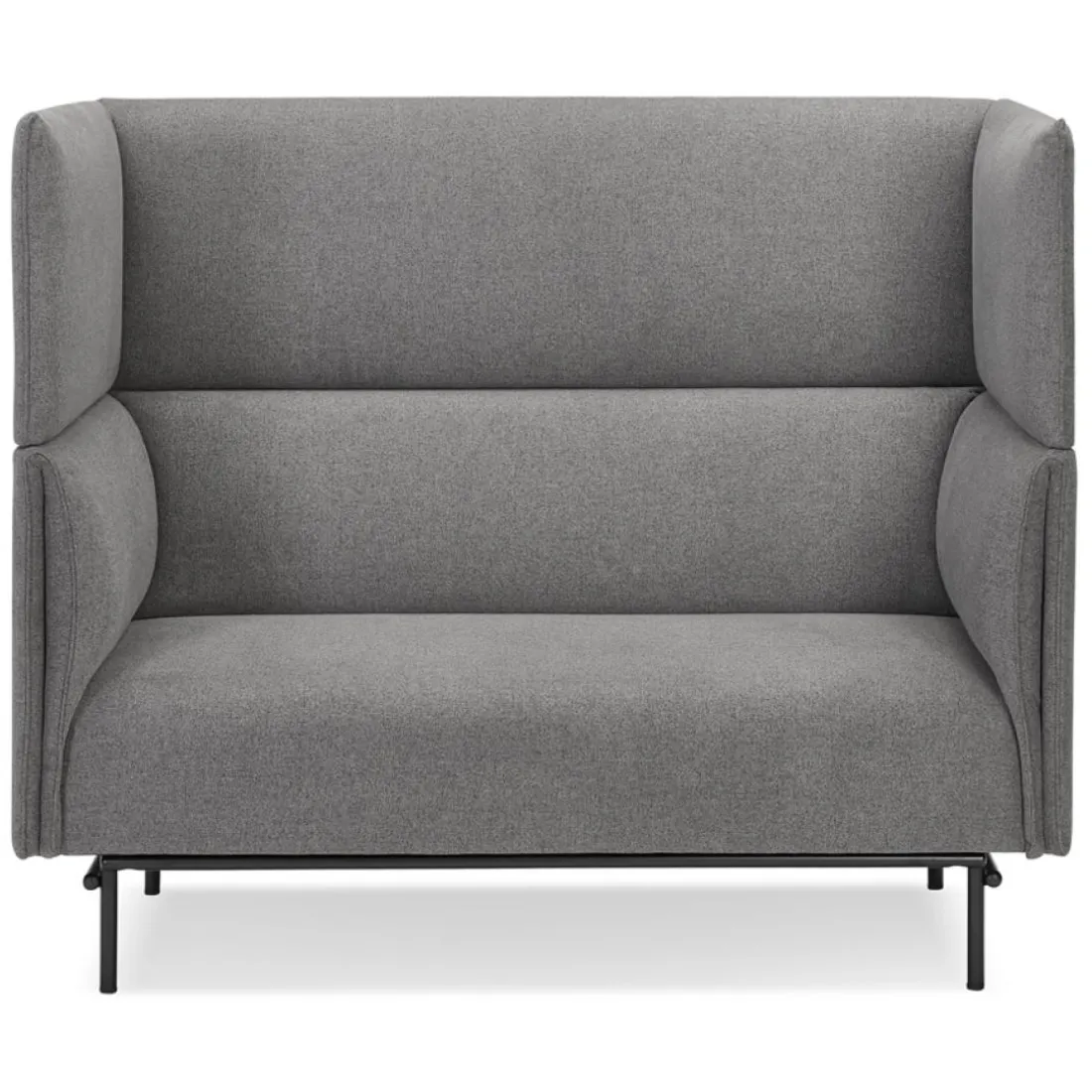 Canapé acoustique 2 places 'VISAVI' avec haut dossier en tissu gris foncé