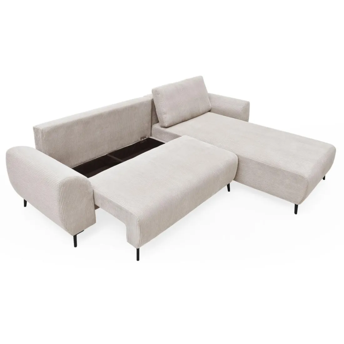 Canapé convertible avec angle réversible Paolo Velours côtelé Beige