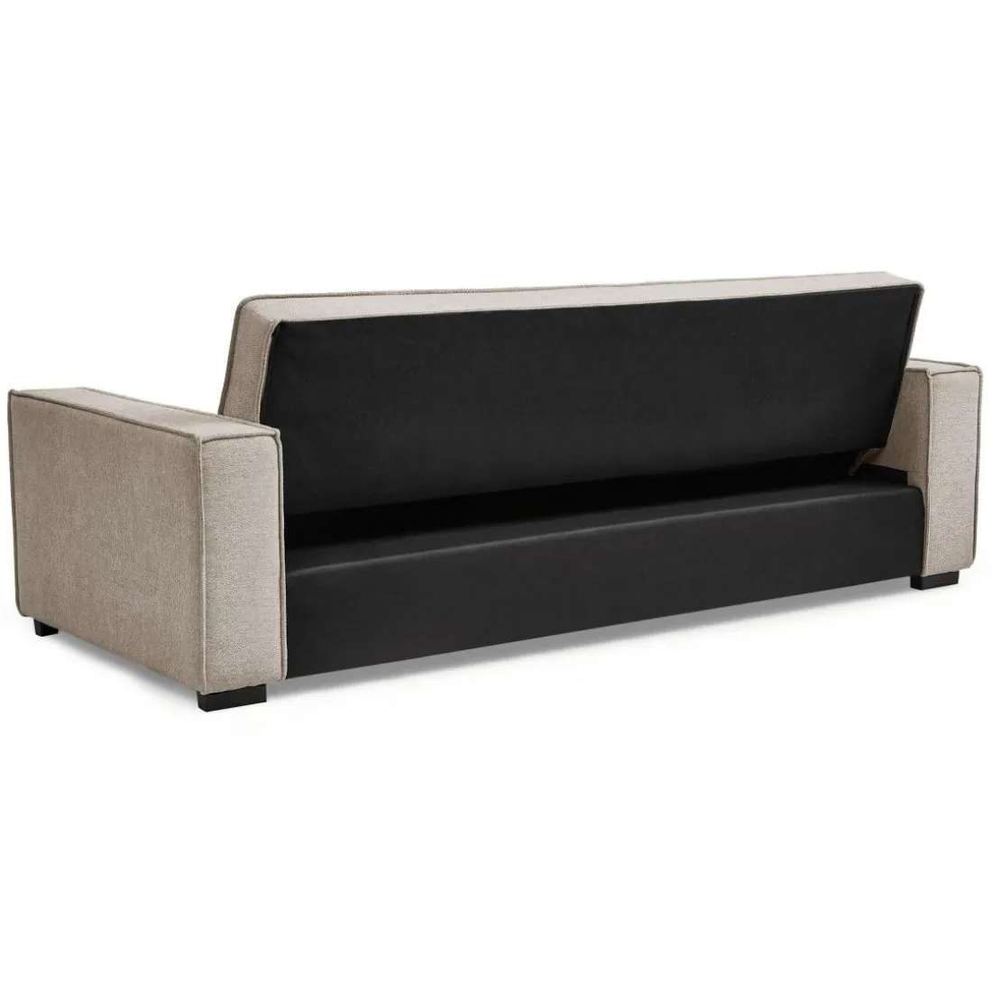 Canapé convertible clic-clac 3 places Pikado Tissu effet lin Taupe clair