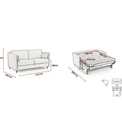Canapé convertible express Gris anthracite 3 places ELISA