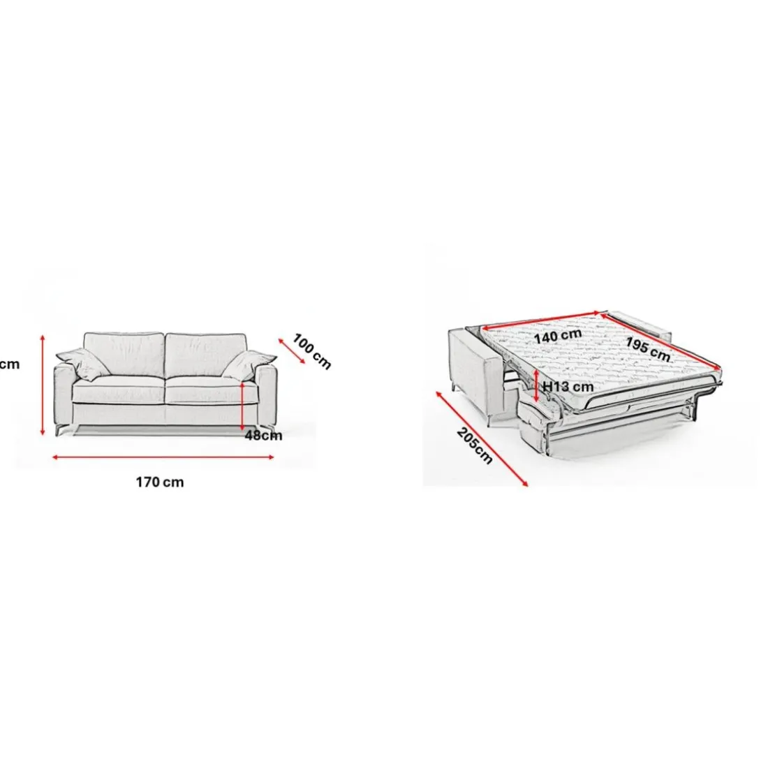 Canapé convertible express Gris Anthracite 3 places CARLA