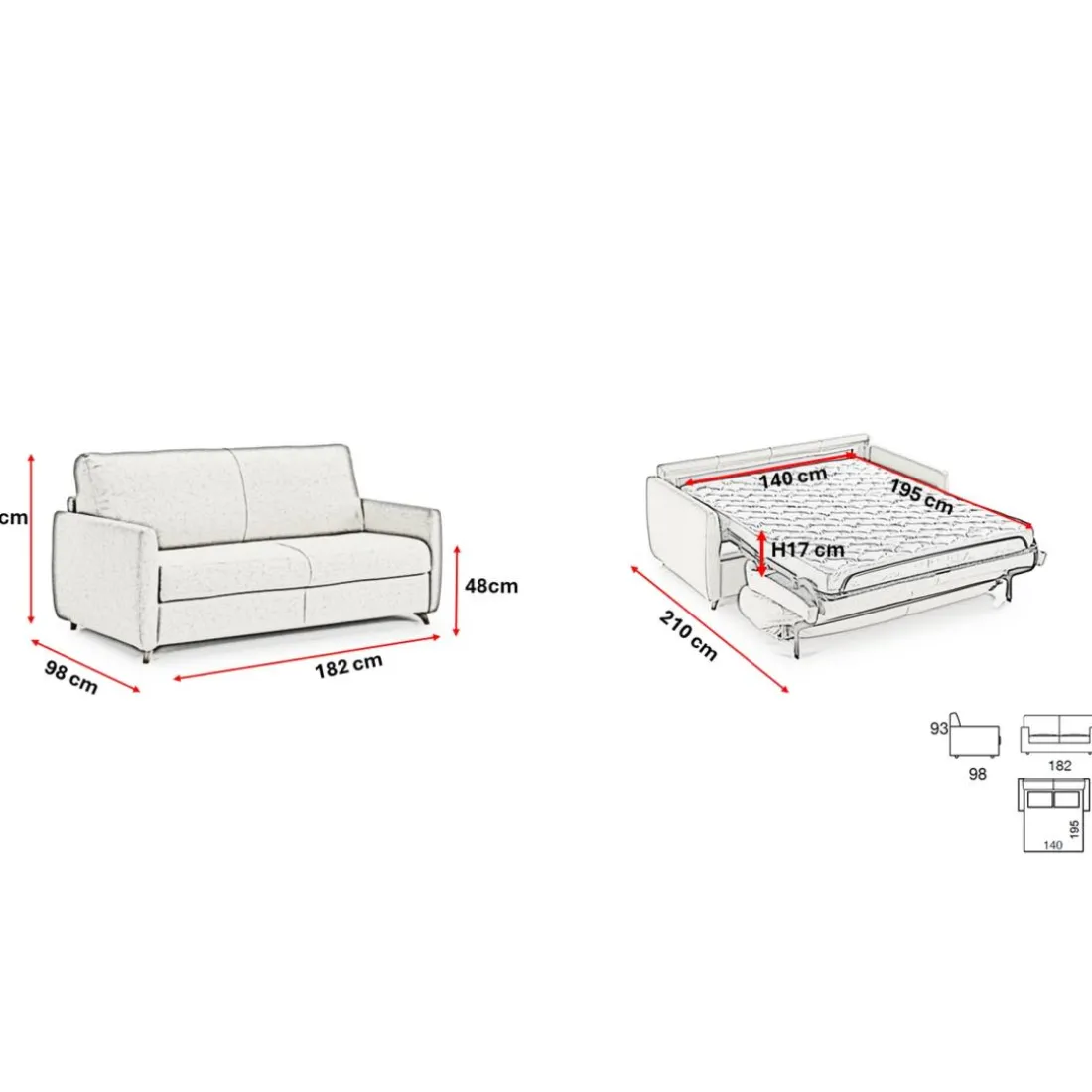 Canapé convertible express Gris Anthracite 3 places GIACOMO