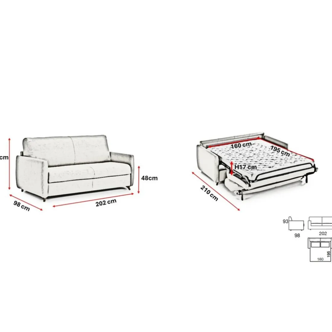 Canapé convertible express Gris Anthracite 3 places GIACOMO