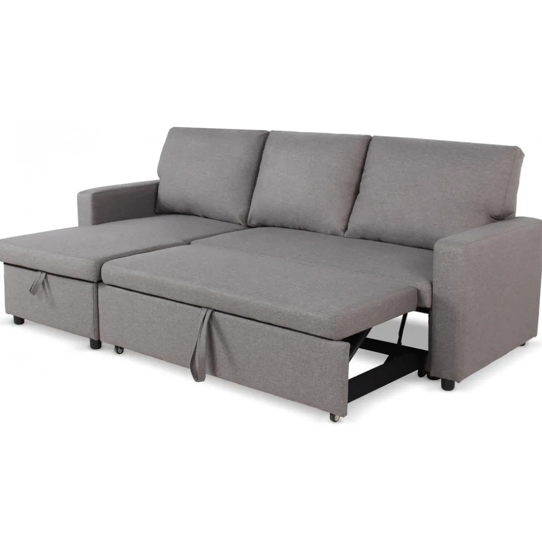 Canapé d'angle convertible BALEARES Tissu Gris clair
