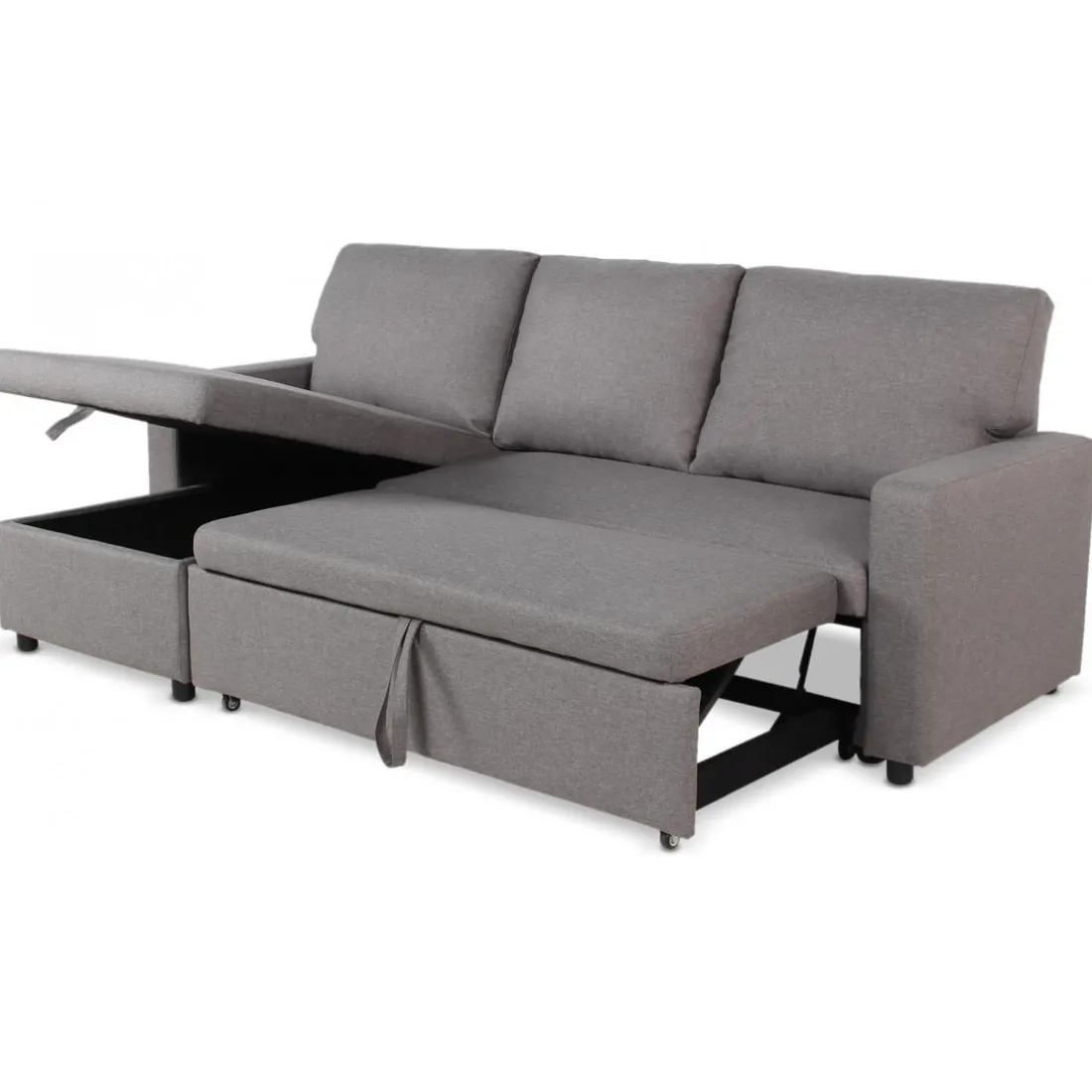 Canapé d'angle convertible BALEARES Tissu Gris clair