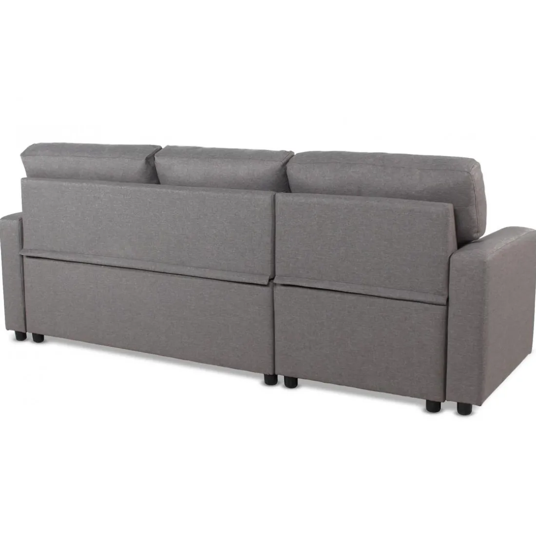 Canapé d'angle convertible BALEARES Tissu Gris clair