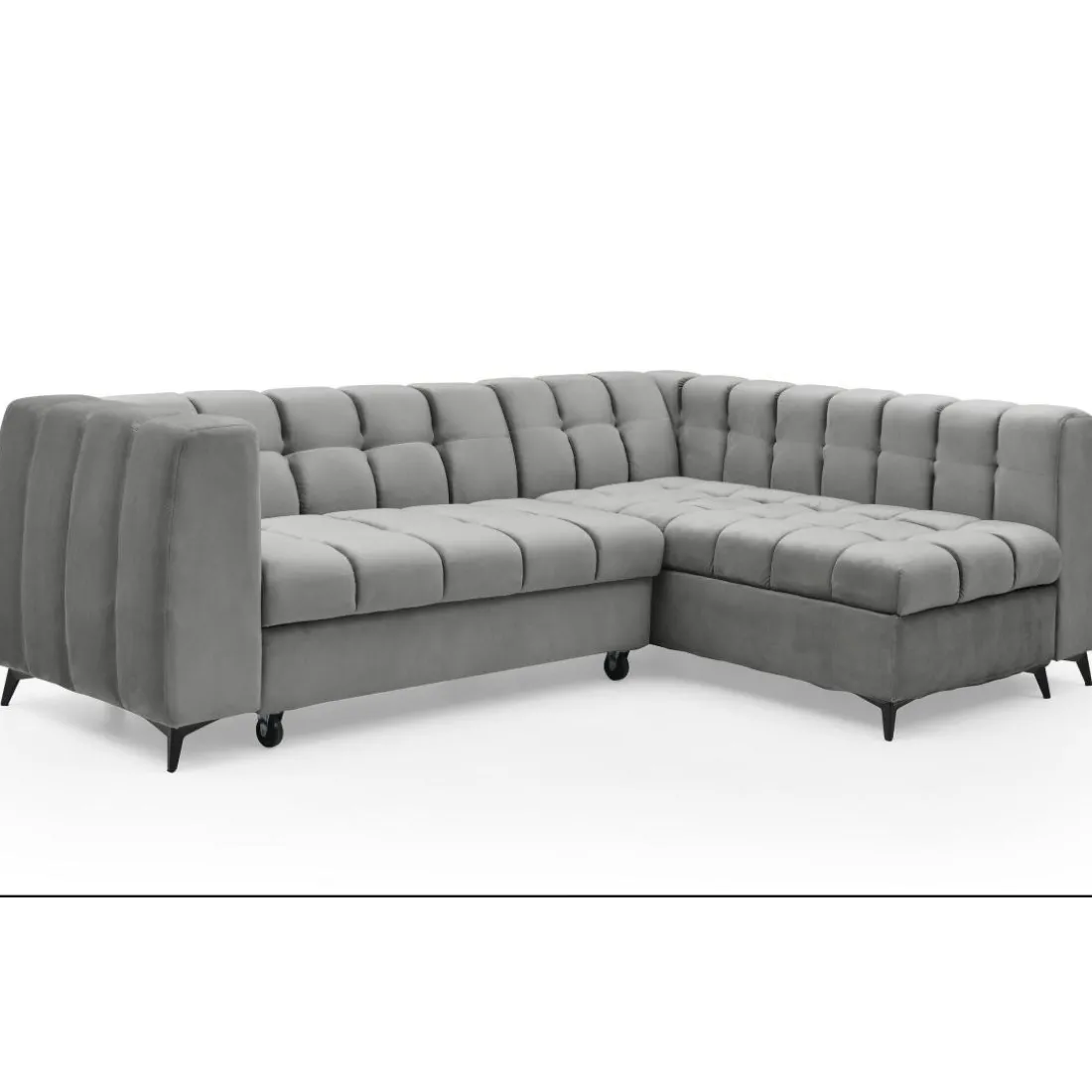 Canapé d'angle convertible Chessy Velours Gris