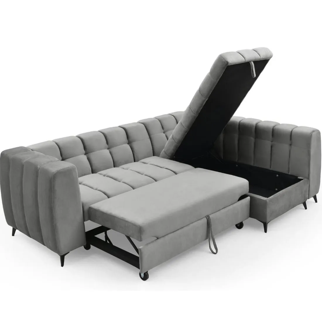 Canapé d'angle convertible Chessy Velours Gris