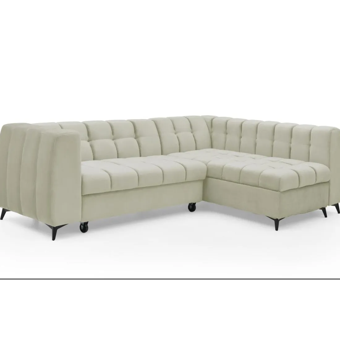 Canapé d'angle convertible Chessy Velours Beige