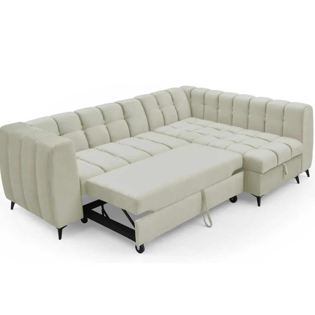 Canapé d'angle convertible Chessy Velours Beige