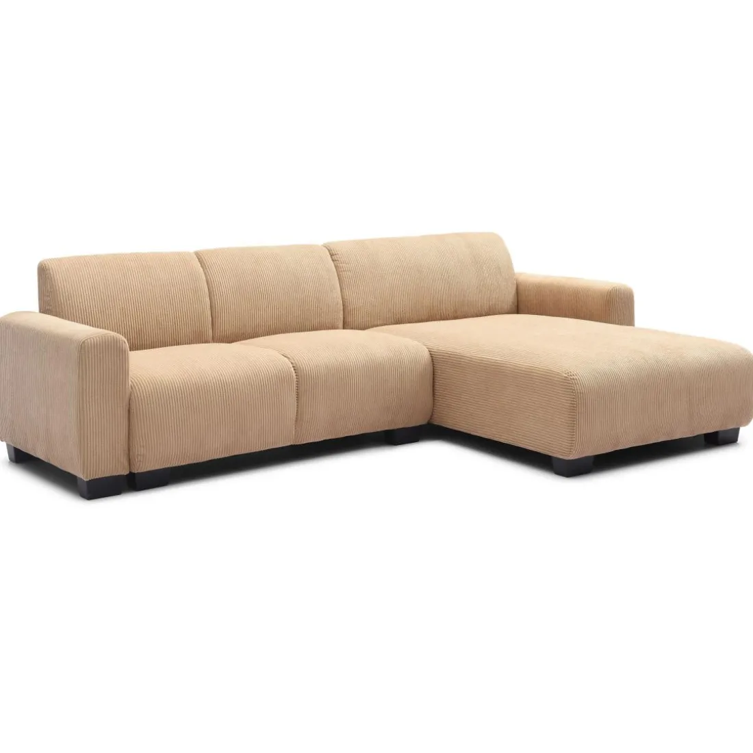 Canapé d'angle moderne Wallis Velours côtelé Beige
