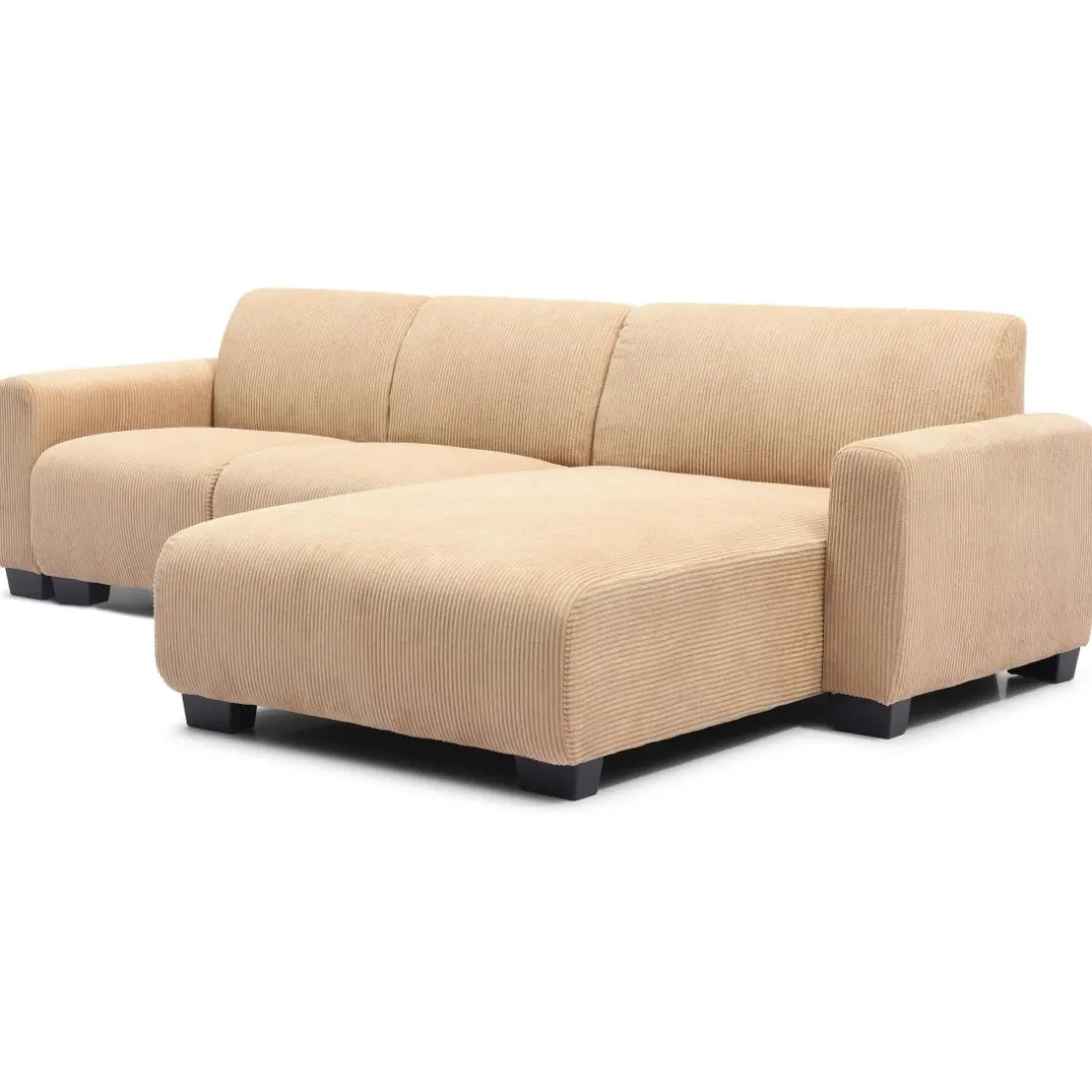 Canapé d'angle moderne Wallis Velours côtelé Beige