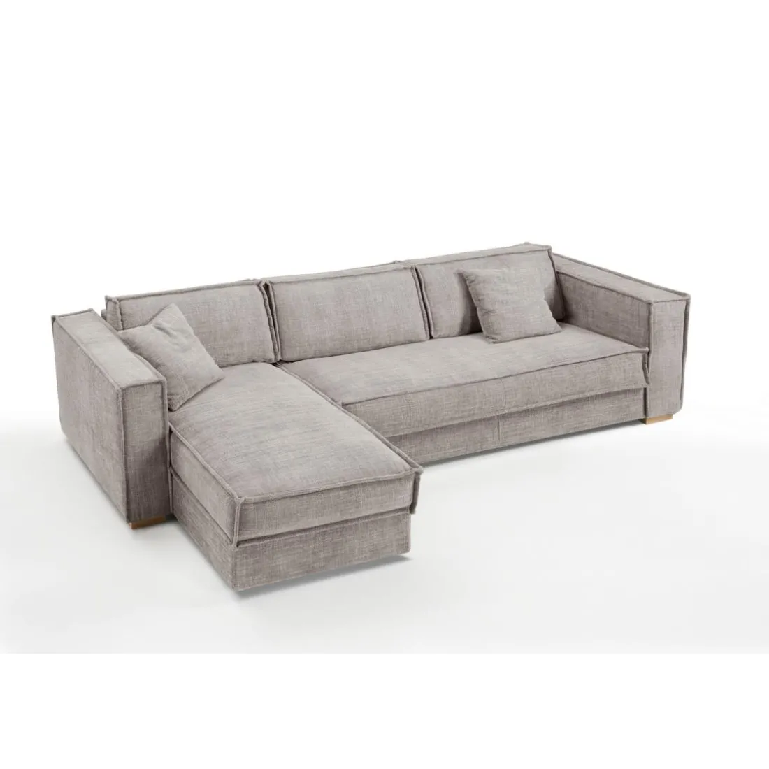 Canapé d'angle reversible Gris Clair convertible express avec méridienne coffre ISABELLA Angle