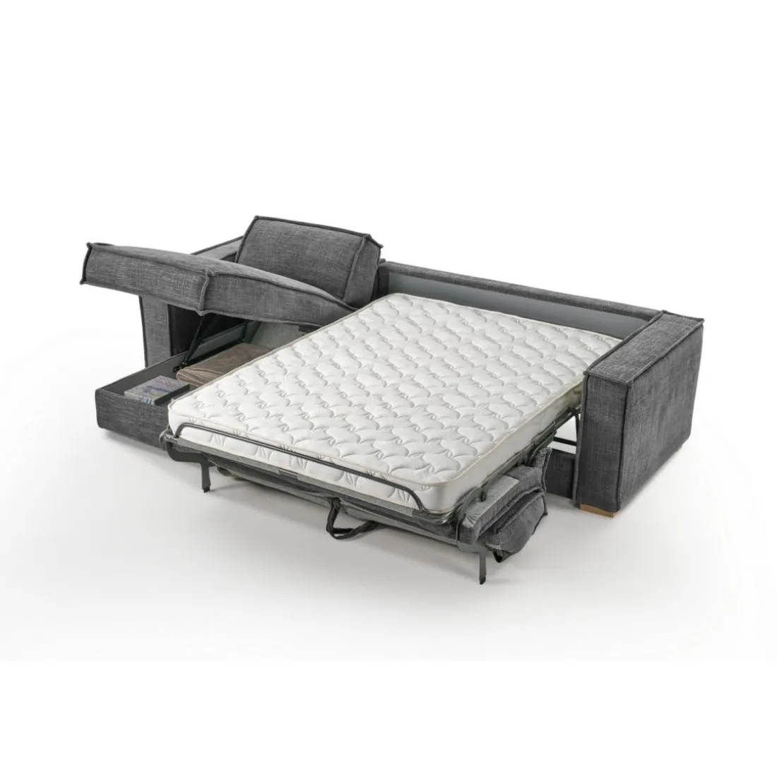 Canapé d'angle reversible Gris Anthracite convertible express avec méridienne coffre ISABELLA Angle