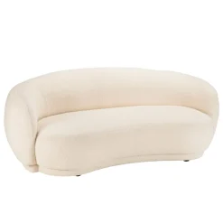 Canapé haricot 3 places en tissu bouclette écru LEOPOLD