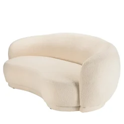 Canapé haricot 3 places en tissu bouclette écru LEOPOLD