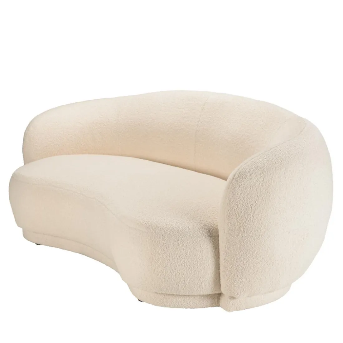 Canapé haricot 3 places en tissu bouclette écru LEOPOLD